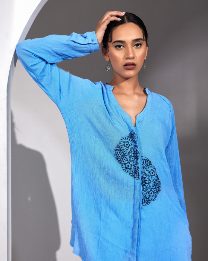 Powder Blue Embroidery Shirt