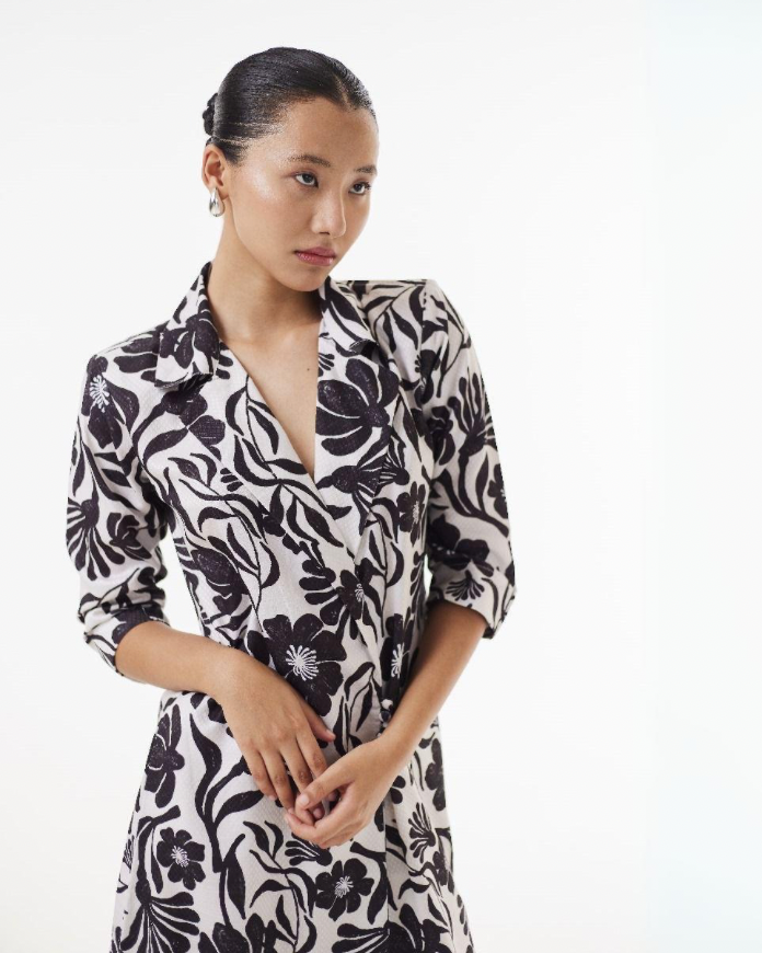 Noir Blossom Blazer Dress