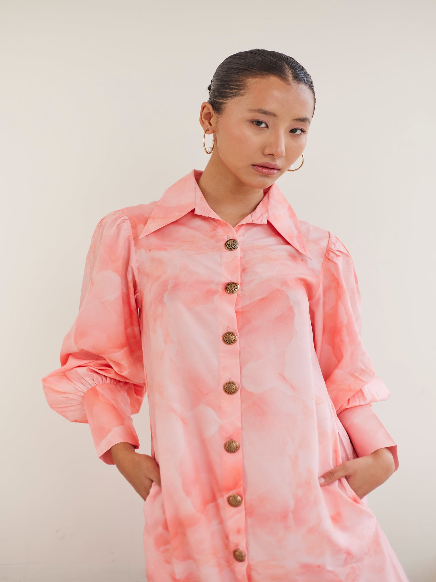 Peach Shirt Dress